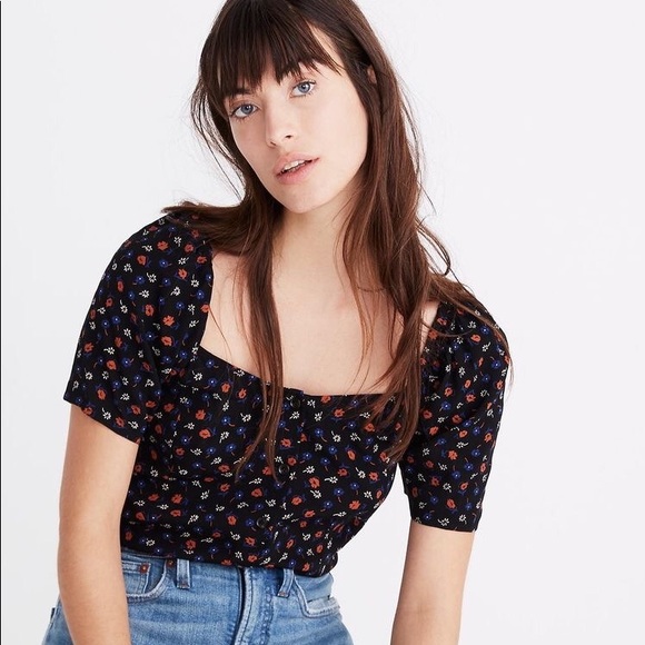 Madewell Tops - Seamed Square-Neck Top in Prairie Posies